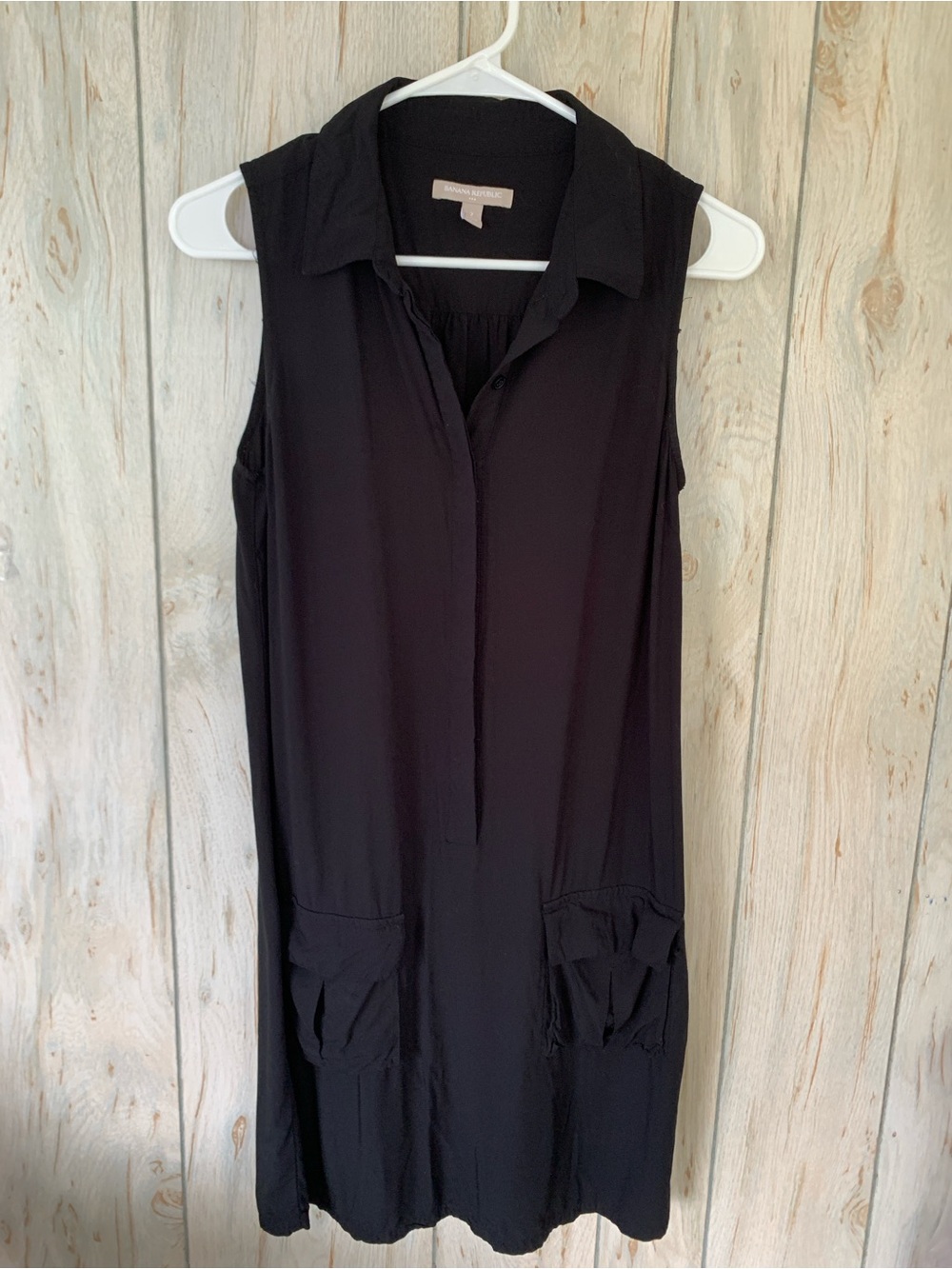 Banana Republic Women's Sleeveless Utility Mini Shirt Dress In Black Size 2